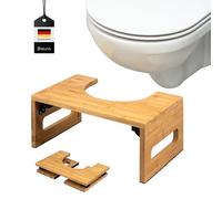 eluno Sgabello WC in bambù con cuscinetti antiscivolo, pieghevole salvaspazio, stabile sgabello ideale per adulti e bambini, offre sollievo in caso di stitichezza, gonfiore