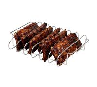 eluno Spareribs - Supporto con maniglie, supporto per costole per la preparazione di 6 risparmi per i migliori risultati in affumicatore, barbecue e forno, lavabile in lavastoviglie