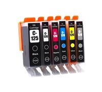ELUPNMF Set di cartucce d'inchiostro compatibili PGI-125 CLi-126 per stampanti IP4810 IP4910 IX6510 MG5210 MG5310 MG6110 MG6210 1/2/3/4 confezione(6COLOR 1SET)