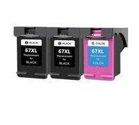 ELUPNMF Sostituzione cartuccia d'inchiostro 67XL compatibile con 67 67 XL per stampanti 2723 2752 1225 6020 6052 6055 6420 6452 4152 4140 4155(2PACK BK 1PACK COLOR)
