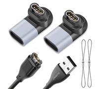 ELUTENG Caricatore per Garmin con 2 adattatore USB C da 90 gradi, compatibile con Garmin Fenix 8 E 7 7S 7X 6 6S 6X Pro 5 5S 5X Plus, Epix, Approach x10/S60/S62, Vivoactive, Vivomove, Venu, Forerunner