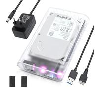 ELUTENG Case SSD 3.5 SATA USB 3.0, 5Gbps Case Hard Disk Esterno per SATA 3,5'' e 2,5'' SSD HDD Fino a 24TB con Illuminazione RGB, Supporto UASP/TRIM, Nessuno Strumento Case Disco Rigido (Trasparente)