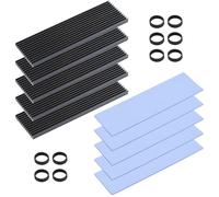 ELUTENG Dissipatore di Calore SSD M.2, 5 Pezzi M2 2280 NVMe SSD Hard Disk Alluminio Dissipatore di Calore con Cuscinetto Termico in Silicone e 10 Fascette in Gomma per PC PS5 M.2 PCIE NGFF Heat Sink