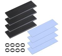 ELUTENG Set di 4 dissipatori di calore M2 SSD in alluminio con cuscinetto termico in silicone, 2280 NVME NGFF M.2 per PC/PS5/PS5, installazione sottile, 73 x 33 mm, nero