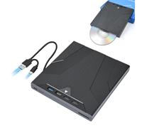 ELUTENG Unità CD DVD esterna, USB 3.0 tipo C, doppia porta DVD, masterizzatore DVD senza driver, unità CD esterna 7 in 1, masterizzatore ottico esterno e lettore per laptop, PC desktop, iMac, MacBook
