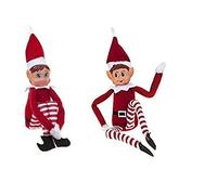Elves Behavin' Badly Confezione da 2 Elfi da 30 cm piegati e in Posa - Facce in Vinile e Presa Insieme Le Mani - più Grandi Sono Gli Elfi più Malizia - età 3+
