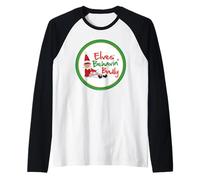 Elves Behavin' Badly Elfie Circle Badge Natale Maglia con Maniche Raglan
