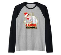 Elves Behavin' Badly I Love Fishing Christmas Maglia con Maniche Raglan
