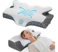 Elviros Cuscino Cervicale per Dormire, Cuscino Cervicale Memory Foam, Cuscino Ergonomico per Adulti, Cuscino Ortopedico per Chi Dorme sul Fianco, sulla Schiena e sulla Pancia, Federa Traspirante Cool