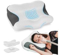 Elviros Cuscino CPAP Cervicale, Cuscino Ergonomico Memory Foam Altezza Durezza Regolabili, Compatibile Con Diverse Maschere CPAP, Riduce Pressione Perdite D’Aria, per Dormire Sul Fianco o Schiena
