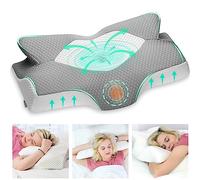 Elviros Cuscino in Memory Foam Ortopedico Cervicale per Dolore al Collo Cuscino Ergonomico per Dolore alla Spalla Cuscino di Sostegno del Collo, Grigio, 64 x 12.5/10.5 x 38 cm