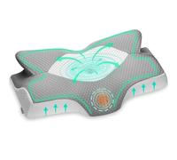 Elviros Cuscino in Memory Foam Ortopedico Cervicale per Dolore al Collo Cuscino Ergonomico per Dolore alla Spalla Cuscino di Sostegno del Collo, Grigio Argento, 53.8 x 11/9 x 33 cm
