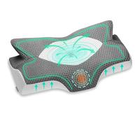 Elviros Cuscino in Memory Foam Ortopedico Cervicale per Dolore al Collo Cuscino Ergonomico per Dolore alla Spalla Cuscino di Sostegno del Collo, Grigio scuro, 53.8 x 11/9 x 33 cm