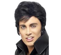 Elvis Parrucca Nera Ciuffo con Licenza Ufficiale Uomo Superstar Costume