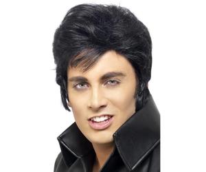 Elvis Parrucca Nera Ciuffo con Licenza Ufficiale Uomo Superstar Costume