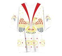 Elvis Presley Maglietta Unisex da Adulto Ufficiale Merch Iconic Jumpsuit Costume Oversized, Bianco/Giardino Opulento, L, Bianco/Giardino opulento, L