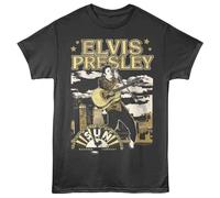 Elvis Presley Sun Records Golden City T-Shirt Uomo Maniche Corte Solid Smoke