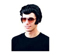 Elvis Rocker Costume Parrucca Nera 50s 70s Disco Danza Grease John Travolta Ne