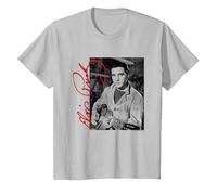 Elvisly Yours Elvis Presley con Chitarra e Firma Maglietta, Bambini, Argento, 10 Anni
