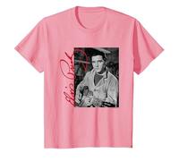 Elvisly Yours Elvis Presley con Chitarra e Firma Maglietta, Bambini, Rosa, 4 Anni