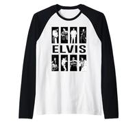 Elvisly Yours Multi Elvis Presley Re del Rock & Roll Maglia con Maniche Raglan