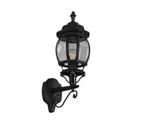 ELVO APPLIQUE DA ESTERNO UP BOMBATA FUSIONE DI ALLUMINIO NERA E VETRO TRASPARENTE H. 49CM IP44 1 LUCE ATTACCO E27