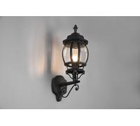 ELVO APPLIQUE DA ESTERNO UP BOMBATA FUSIONE DI ALLUMINIO NERA E VETRO TRASPARENTE H. 49CM IP44 1 LUCE ATTACCO E27