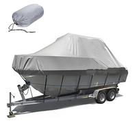 ELVONS 210d Copertura Impermeabile per Barche, Antipolvere E Anti-Invecchiamento Tessuto Oxford Telo Copri Barca A Motore Telo per Gommone Motoscafi,Grigio,11~13ft(430cm*205cm)