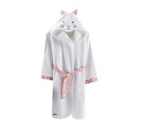 ELY PARKER Accappatoio bambina e ragazze, Spugna, Asciugamano in Cotone Turco, con Cappuccio, Gatto, Bianco (11-12 Anni) Morbido, Assorbente, Comodo, Spesso