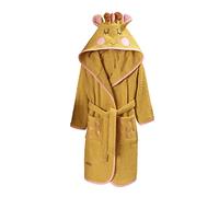 ELY PARKER Accappatoio bambina e ragazze, Spugna, Asciugamano in Cotone Turco, con Cappuccio, Giraffe, Senape (3-4 Anni) Morbido, Assorbente, Comodo, Spesso