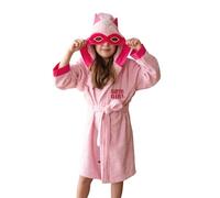 ELY PARKER Accappatoio bambina e ragazze, Spugna, Asciugamano in Cotone Turco, con Cappuccio, Super Ragazza, Rosa (5-6 Anni) Morbido, Assorbente, Comodo, Spesso