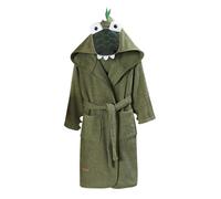 ELY PARKER Accappatoio Bambino e Ragazzo, Spugna, Asciugamano in Cotone Turco, con Cappuccio, Coccodrillo, Verde (7-8 Anni) Morbido, Assorbente, Comodo, Spesso