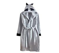 ELY PARKER Accappatoio Bambino e Ragazzo, Spugna, Asciugamano in Cotone Turco, con Cappuccio, Racoon, Grigio (5-6 Anni) Morbido, Assorbente, Comodo, Spesso