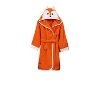 ELY PARKER Accappatoio Bambino e Ragazzo, Spugna, Asciugamano in Cotone Turco, con Cappuccio, Volpe, Arancione (3-4 Anni) Morbido, Assorbente, Comodo, Spesso