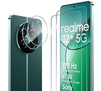 ELYCO Compatibile con Realme 12 Plus 5G /12+ 5G / Realme 12 4G Vetro Temperato, 2 Pcs Pellicola Protettiva + 2 Pellicola Fotocamera, 9H Durezza Anti-Graffo/Anti-Impronta Niente Bolle Schermo Pellicola