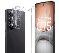 ELYCO Compatibile con Realme C75 4G/14X 5G Vetro Temperato, 2 Pezzi Pellicola Protettiva + 2 Pezzi Pellicola Fotocamera, 9H Durezza Anti-Graffo/Anti-Olio/Anti-Impronta Niente Bolle Schermo Pellicola