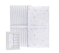 Ely's & Co. Set di 2 fodere per fasciatoio in 100% jersey di cotone per neonati, motivo libellule blu + strisce