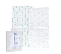 Ely's & Co - Set di 2 lenzuola per fasciatoio, 100% jersey di cotone, unisex, per neonata e neonato, motivo a diamante verde salvia