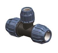 Elysee Raccordo a T ridotto in polipropilene, 25 mm x 20 mm x 25 mm per tubo PE, morsetto x morsetto, DVGW, certificato per acqua potabile