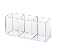 elysolpluv Portapenne in acrilico trasparente con 3 scomparti, ideale per ufficio, camera da letto e bagno