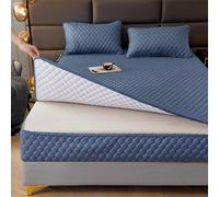 ELYSYSRL Coprimaterasso Matrimoniale con Cerniera 160x190/180x200 Copri Proteggi Materasso Imbottito, Singolo Proteggi Materasso con Angoli Letto Traspirante Lenzuolo Lavabile(Blue,160x200+20cm)