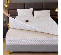 ELYSYSRL Coprimaterasso Matrimoniale con Cerniera 160x190/180x200 Copri Proteggi Materasso Imbottito, Singolo Proteggi Materasso con Angoli Letto Traspirante Lenzuolo Lavabile(White,120x200+20cm)