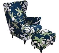 ELYSYSRL Copripoltrona 1 Posto con Orecchie con Copri Pouf Rettangolare Elasticizzato Spandex 2 Pezzi Copripoltrona Fodere per poltrone a orecchioni Coprisedile per Poltrona (Color : #13)