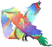 ELzEy Streamer a Nastro con Drago colorato 3D, Che Gira e agita, Giocattoli a Nastro for Bambini, Parco all'aperto for Principianti(12m/39ft)