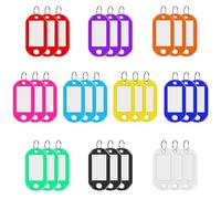 elzle 30 Pezzi Targhette Portachiavi,Portachiavi Scrivibile,2.2×5 CM Plastica Targhetta,Etichetta per Chiavi,10 Colori Plastica Portachiavis,per Contrassegnare Chiavi, Valigie, Animale Domestico