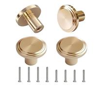 elzle 4 Pezzi Pomelli per Mobili, 30 * 25 mm Pomolo per Mobili Rotondo, Maniglie e Pomelli Decorativi per Bambini, Facile da Installare, Ottimo per Armadi, Cassettiere(Oro)