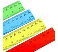 elzle 4 pezzi Righello 30 cm in plastica, 4 Colori Righelli Trasparente di Misurazione Dritto per Studenti Aula Scuola Ufficio Home,Scala in Centimetri e Pollici