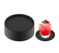 elzle 8 Pezzi Sottobicchieri Silicone rotondi, Sottobicchieri Antiscivolo e Isolati antiscivolo, per caffè, birra, bicchieri da vino e bottiglie, perfetti per uso domestico e bar (nero)
