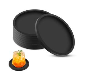 elzle 8 Pezzi Sottobicchieri Silicone rotondi, Sottobicchieri Antiscivolo e Isolati antiscivolo, per caffè, birra, bicchieri da vino e bottiglie, perfetti per uso domestico e bar (nero)