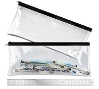 elzle Astuccio Trasparente per Esami, Astuccio per Penne Trasparepnte da 2 Pezzi, Astuccio per Matite in PVC Impermeabile, Custodia Versatile per Cancelleria, Articoli da Toeletta, Truccod